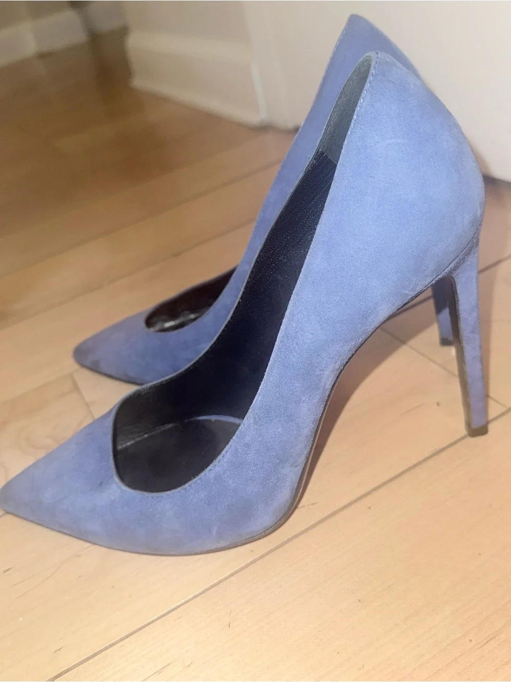 Saint Laurent Cobalt Suede Pointed-Toe Stilettos - Picture 9 of 9